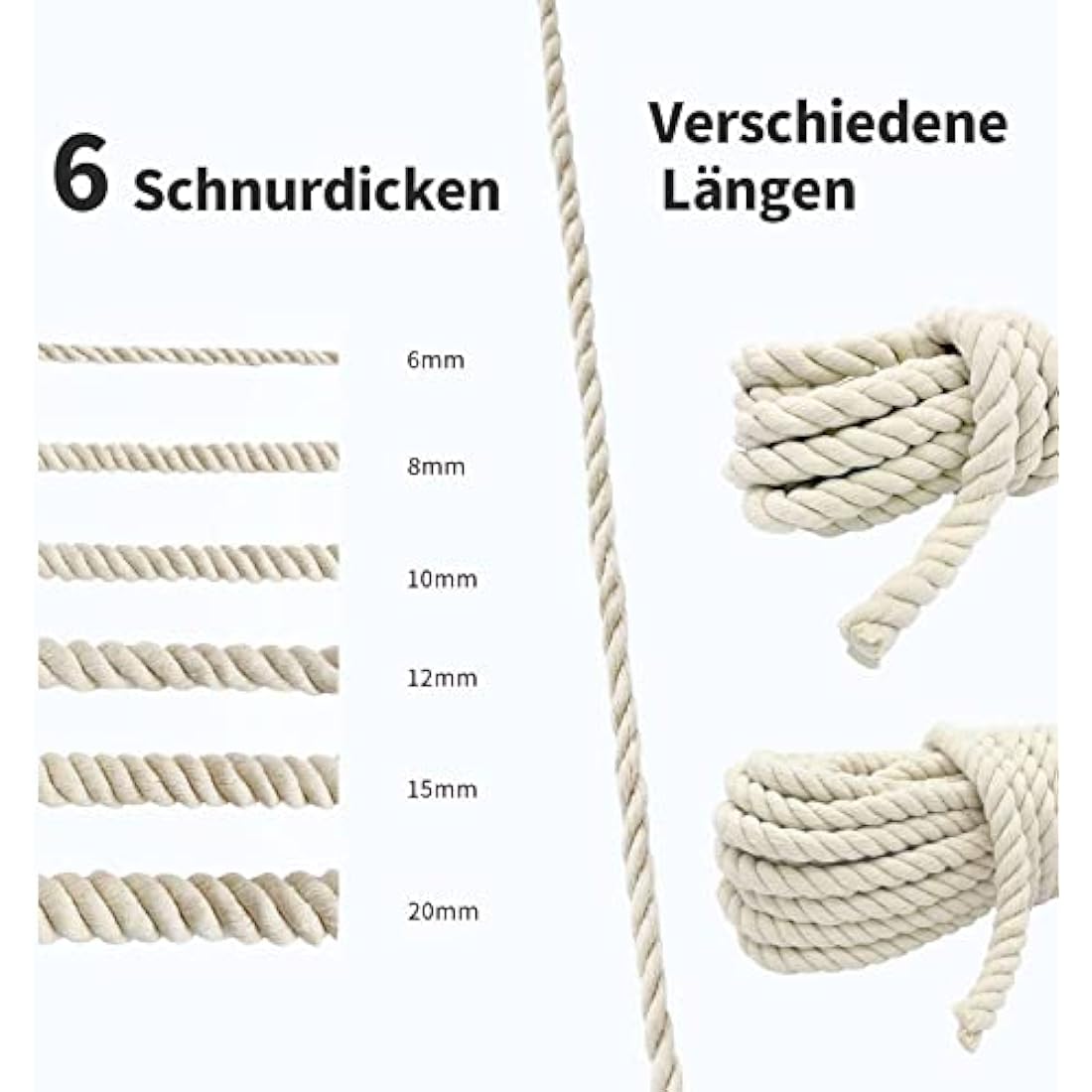 10mm White Cotton Rope – 10M Soft Macrame & Garden Cord
