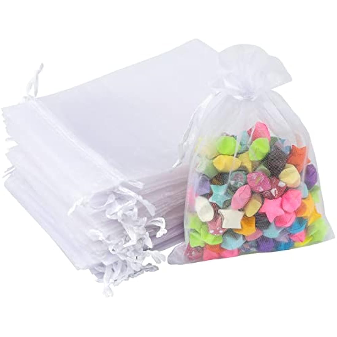 G2PLUS White Organza Gift Bags | 100 PCS Mesh Jewelry Pouches 10x15cm