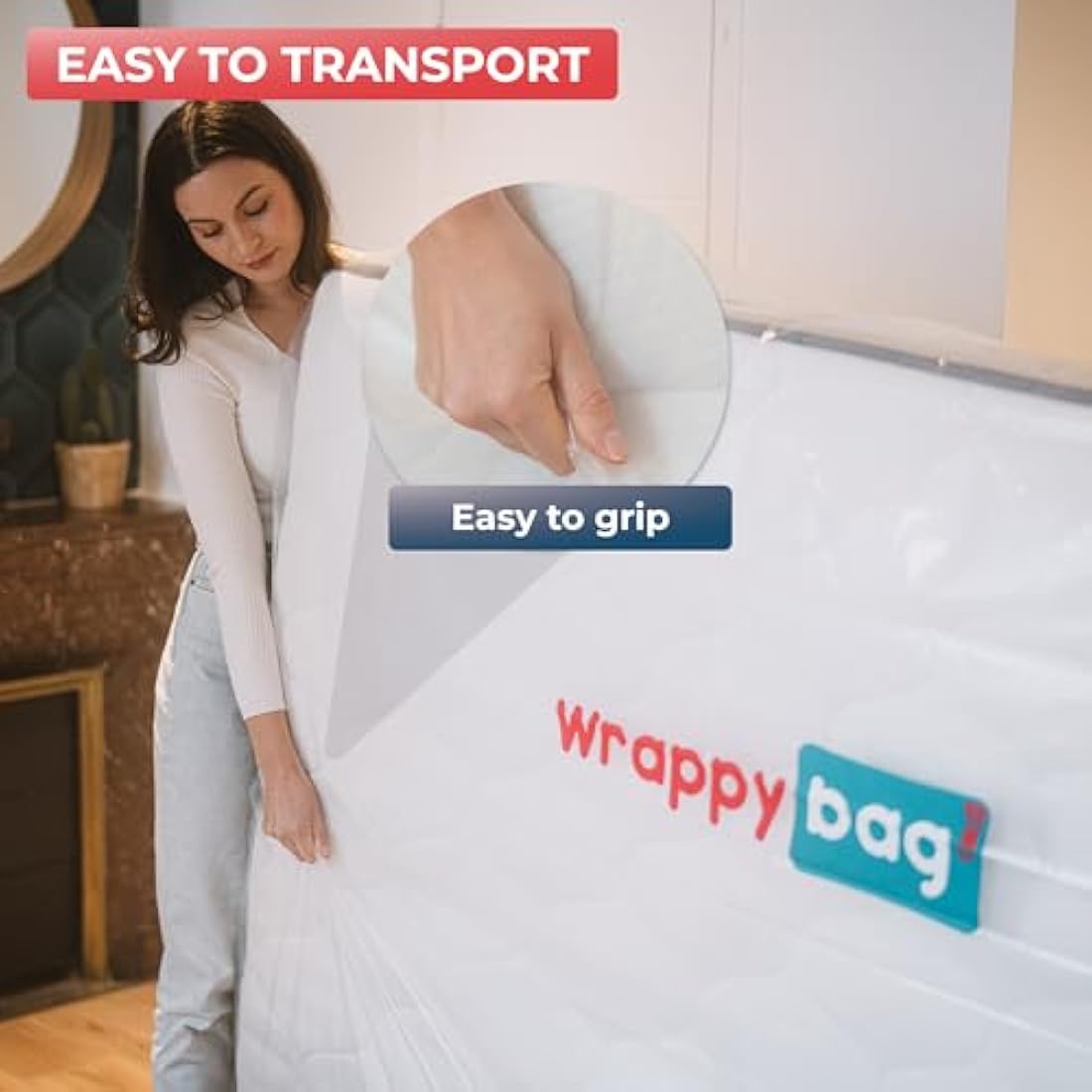 Wrappybag Single Mattress Bag for Moving - Waterproof Storage Case - 2 Pack