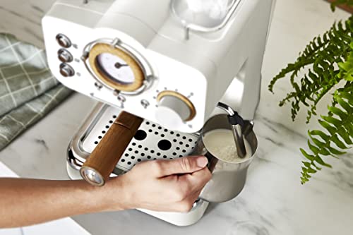 Swan Nordic Espresso Coffee Machine with Milk Frother - Cotton White