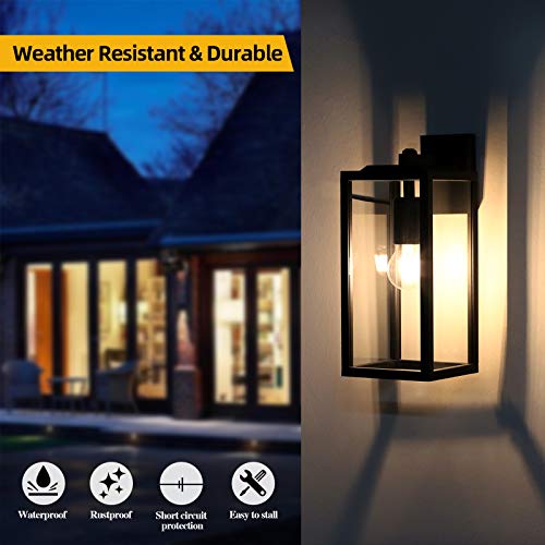 HLFVLITE Outdoor Wall Light | Modern Matte Black Aluminum Exterior Lantern