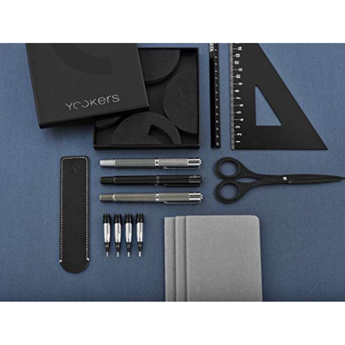 Yookers Metis Refillable Fibre Pen | Satin Chrome Black Grid | 1.0mm