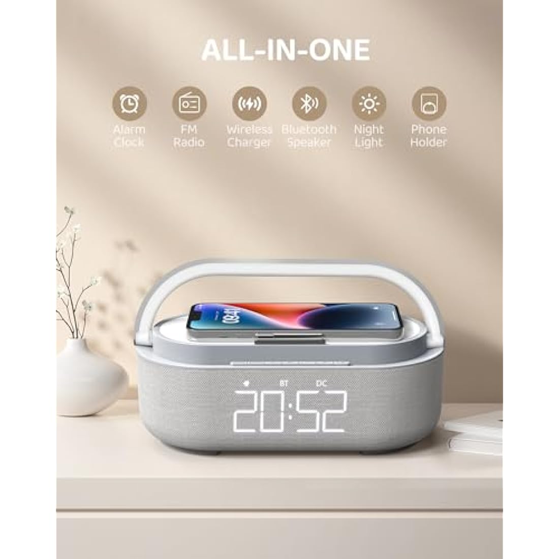 COLSUR 6-in-1 Bluetooth Speaker | 15W Wireless Charger & Alarm Clock