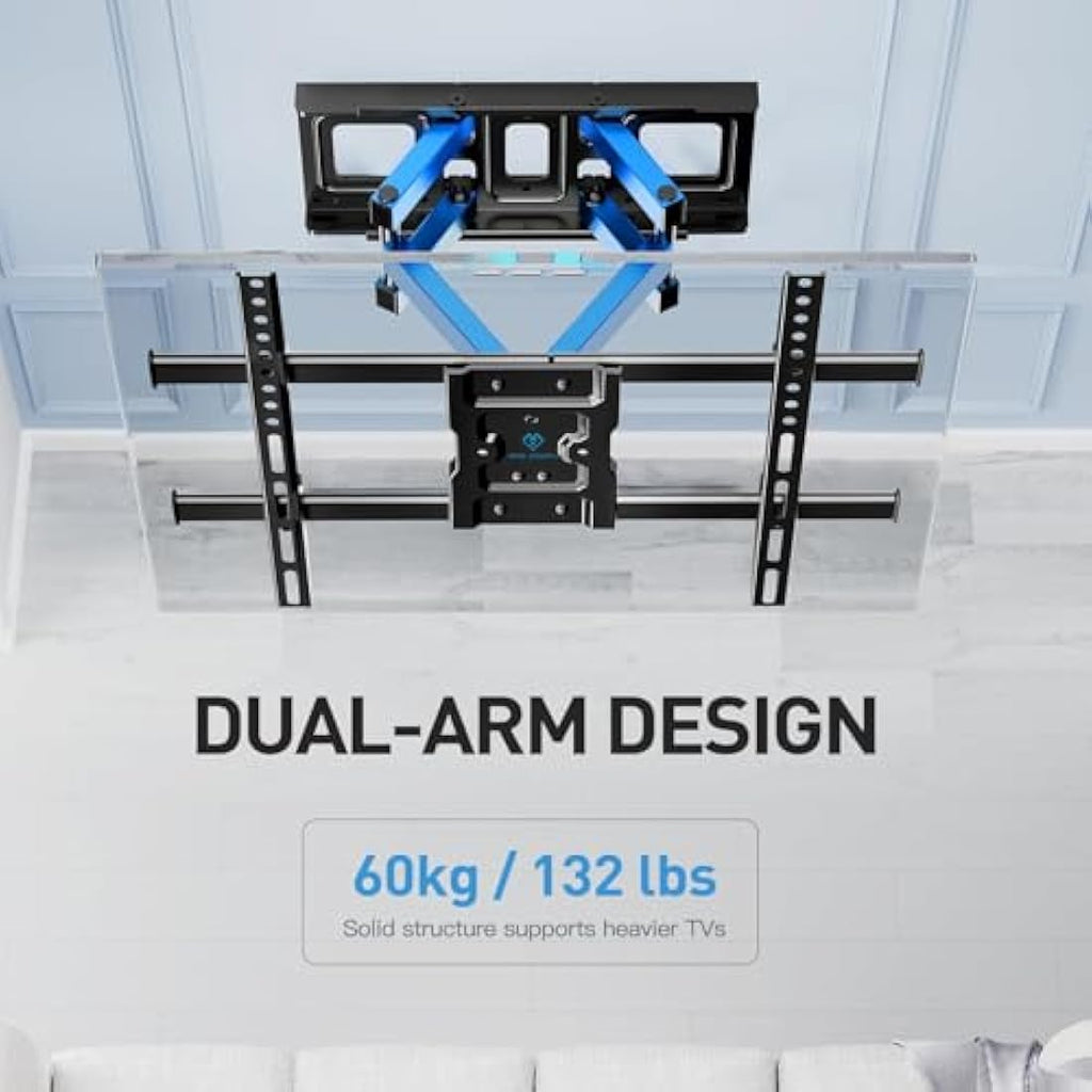 Perlesmith TV Wall Mount | 37-85 Inch Swivel Tilt Bracket | Max 60kg