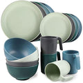 Greentainer Unbreakable Plastic Dinnerware Set | 16-Piece Microwave Safe