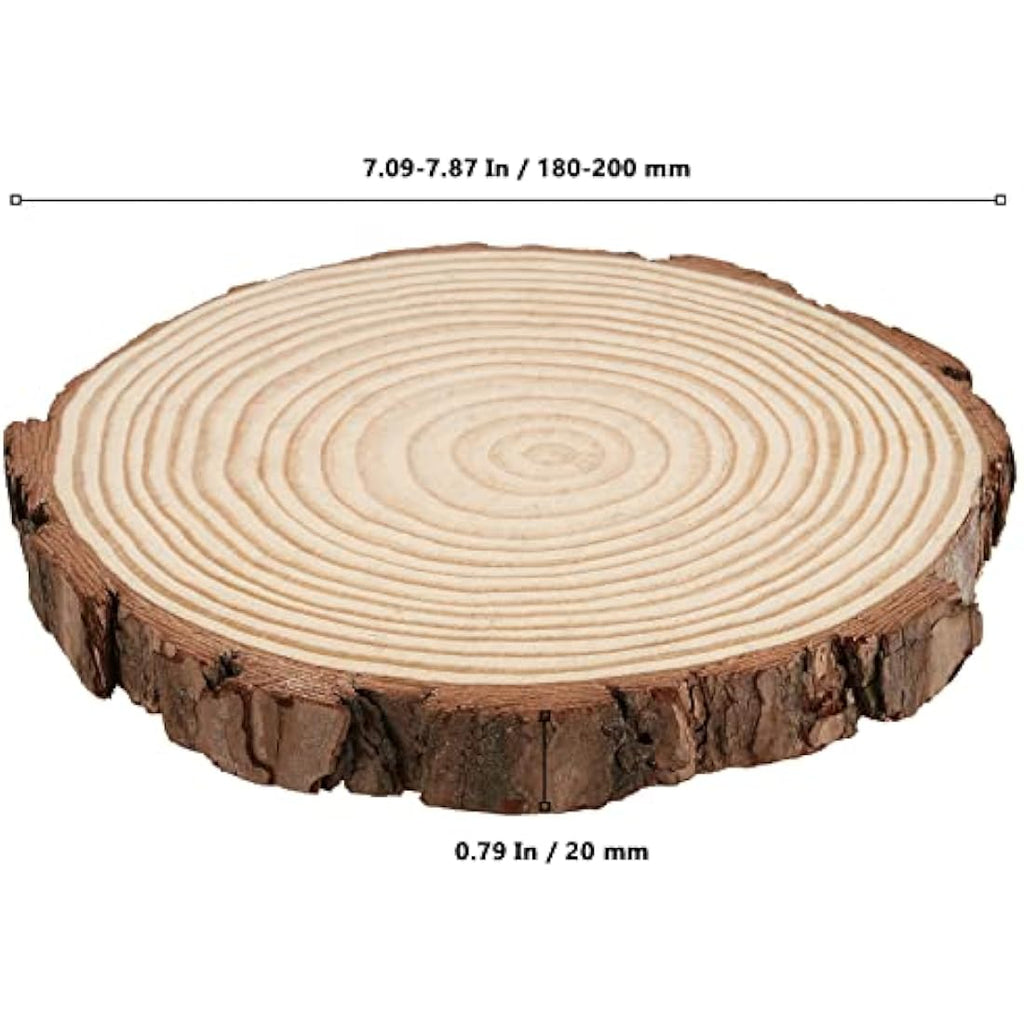 MUKLEI 10 PCS Natural Pine Wood Slices – 18-20cm Unfinished Wood Discs
