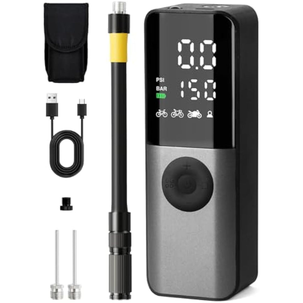 GPUTEK Electric Bike Pump | 150PSI Portable Tire Inflator with Digital Gauge