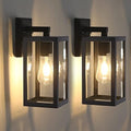 BRIMMEL Outdoor Wall Lights – Matte Black Aluminum Porch Lantern, 2-Pack