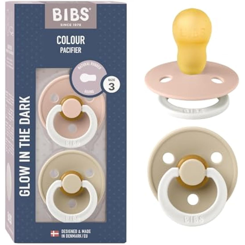BIBS Colour Night Pacifier 2-Pack | Glow in the Dark | Size 3 (18+M)