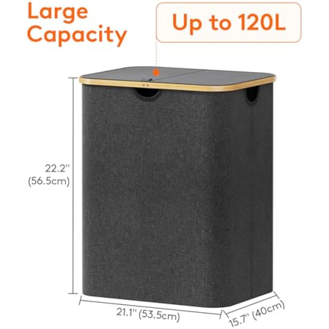 Lifewit 120L Laundry Basket with Lid | Foldable Bamboo Handle Hamper