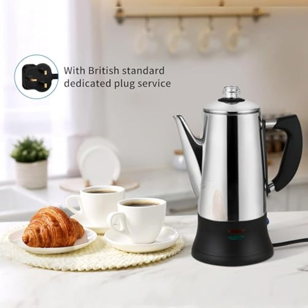 12-Cup Electric Coffee Percolator | Stainless Steel 1.2L
