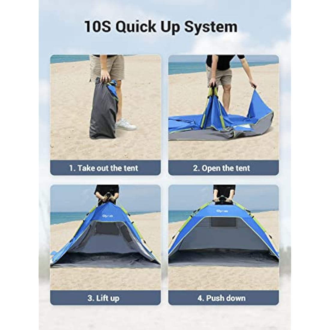Glymnis Pop Up Beach Tent | 3-4 Person UV Protection Sun Shelter