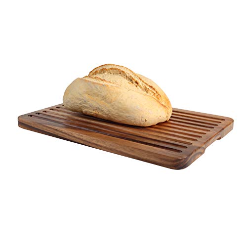 T&G Tuscany Acacia Wood Bread Board with Crumb Grooves - 36x25cm