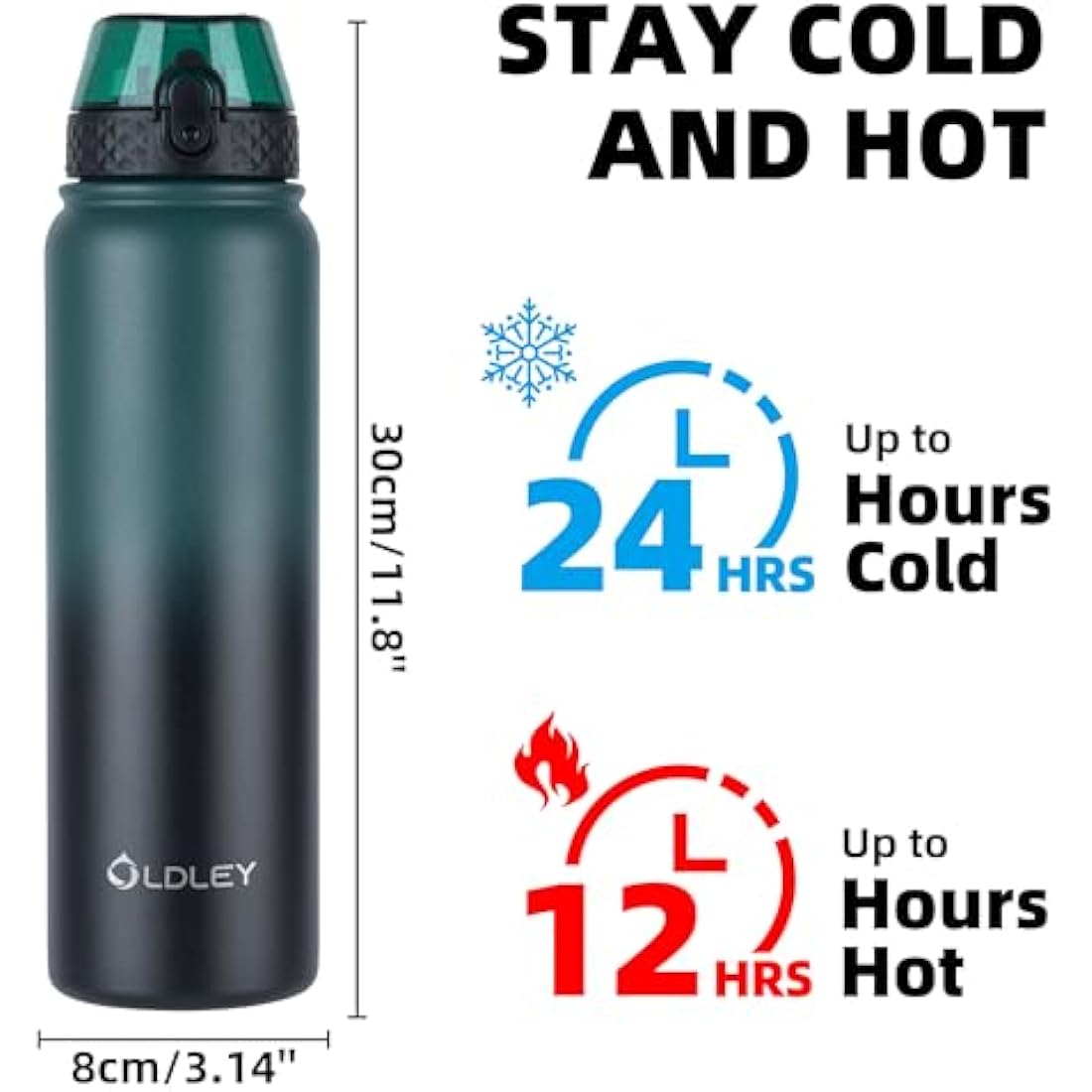 Oldley 1L Stainless Steel Water Bottle – Vacuum Insulated Leakproof Flask