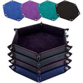 SIQUK 4-Piece Hexagon Dice Tray Set – Folding PU Leather & Velvet