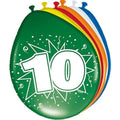 Folat 10th Birthday Latex Balloons - 30cm Multicolored Party Decor, 8pk