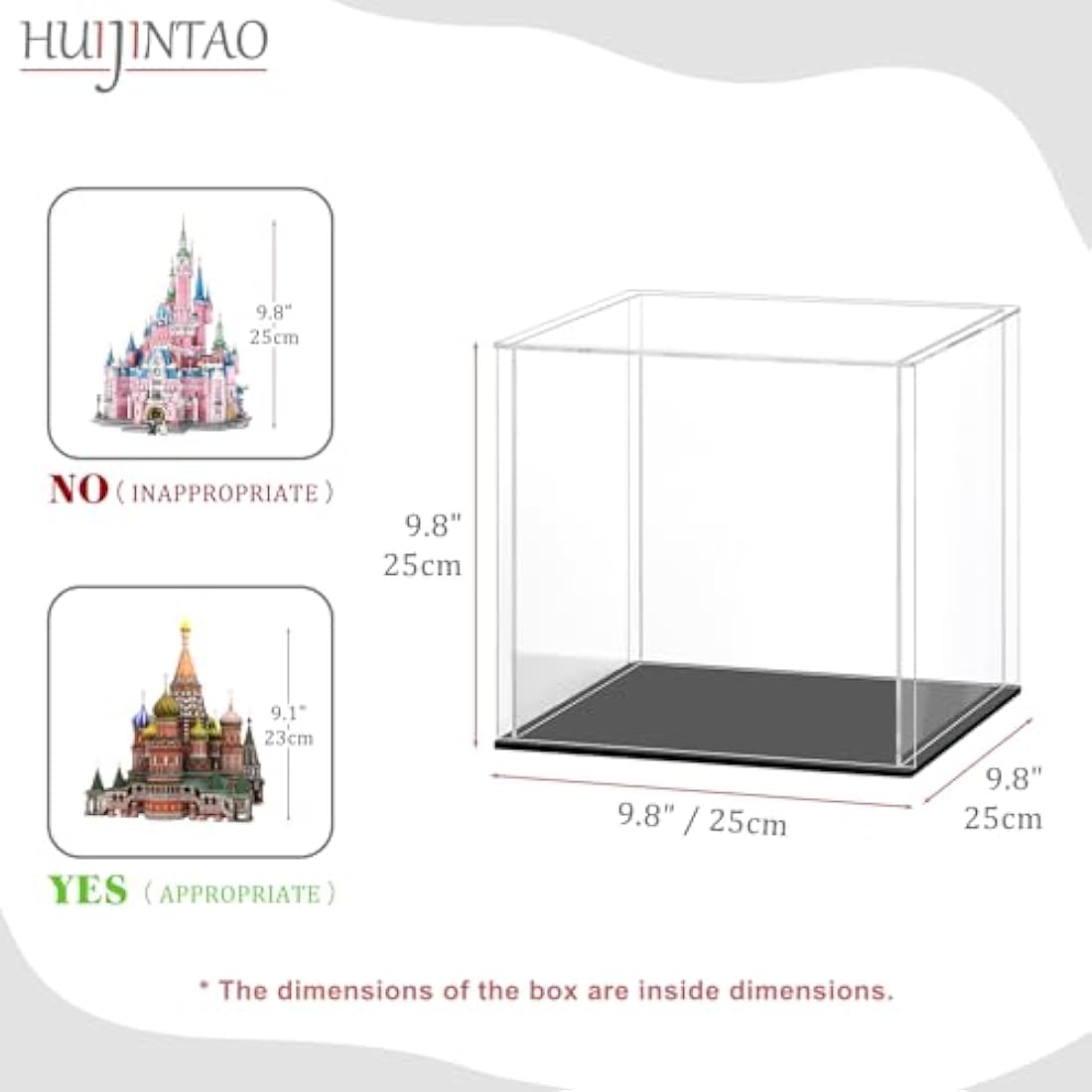 Jolof Store Clear Acrylic Display Case – Dustproof Collectible Box (10x10x10in)