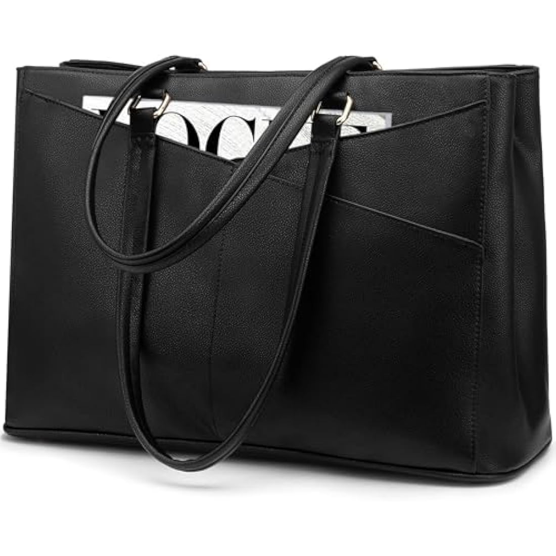 LOVEVOOK 15.6 Inch Laptop Tote Bag – PU Leather Work Handbag for Women