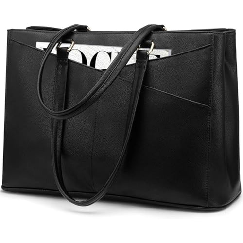 LOVEVOOK 15.6 Inch Laptop Tote Bag – PU Leather Work Handbag for Women