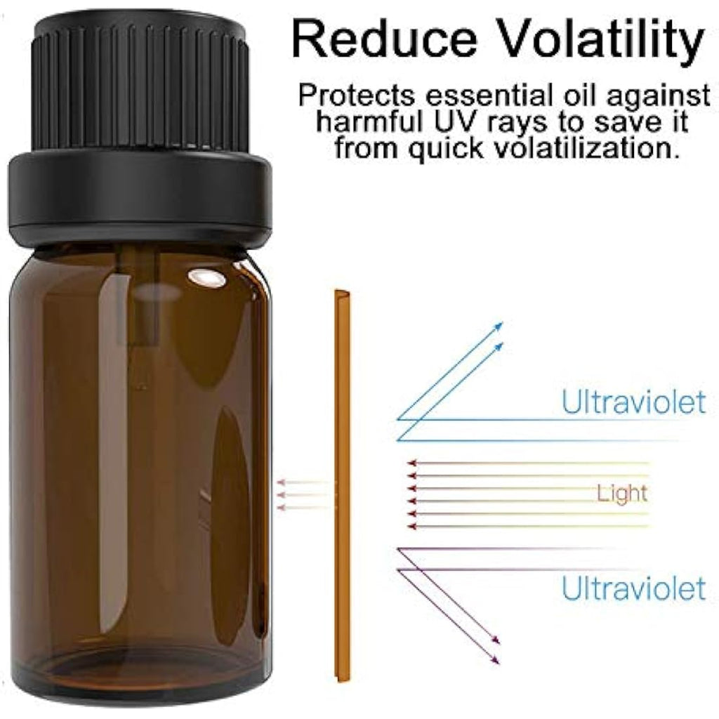 10ml Amber Glass Essential Oil Bottles with Dropper - 10 Pack