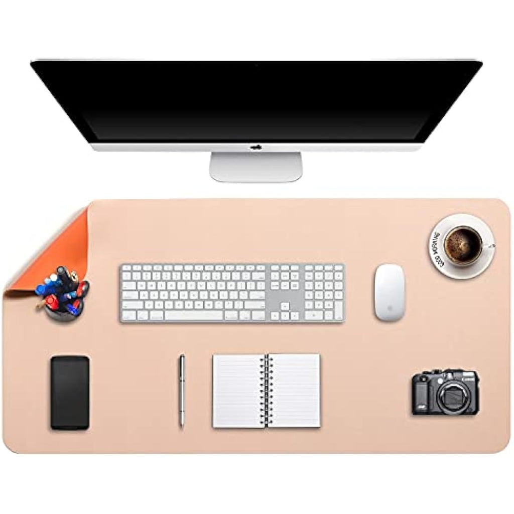 DOBAOJIA Dual-Side PU Leather Desk Pad – Waterproof XXL Mouse Mat, Beige