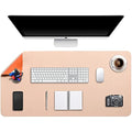DOBAOJIA Dual-Side PU Leather Desk Pad – Waterproof XXL Mouse Mat, Beige