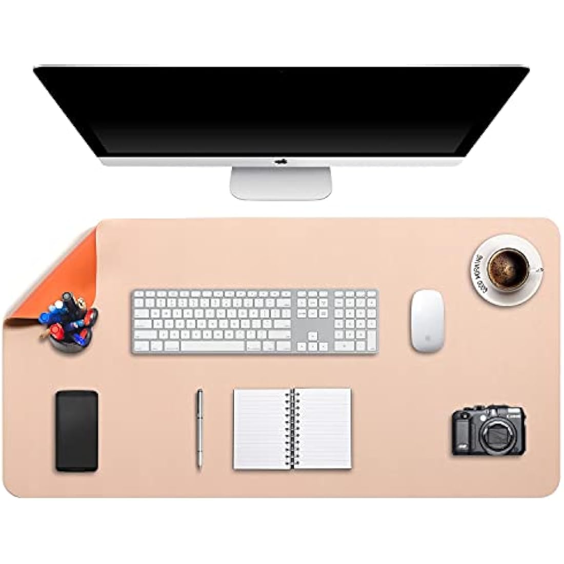 DOBAOJIA Dual-Side PU Leather Desk Pad – Waterproof XXL Mouse Mat, Beige