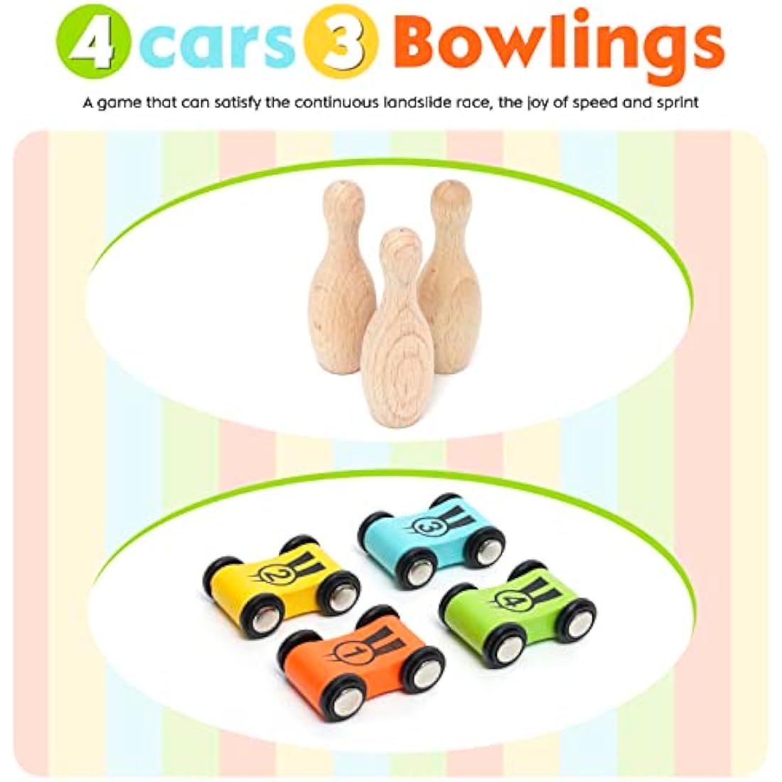 Wooden Car Ramp Race Track – Montessori Toy with 4 Cars