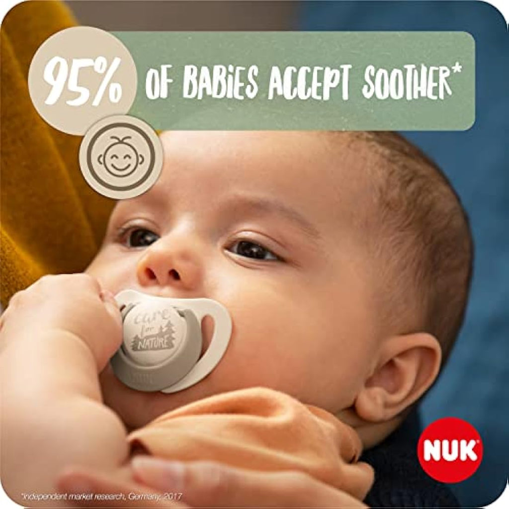 NUK for Nature Natural Rubber Soothers | 18-36 Months | Eucalyptus Green