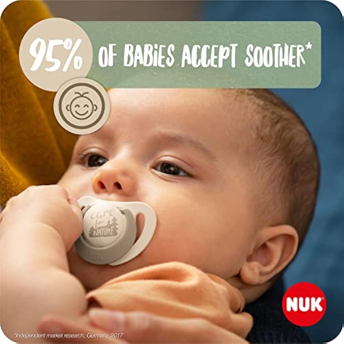 NUK for Nature Natural Rubber Soothers | 18-36 Months | Eucalyptus Green
