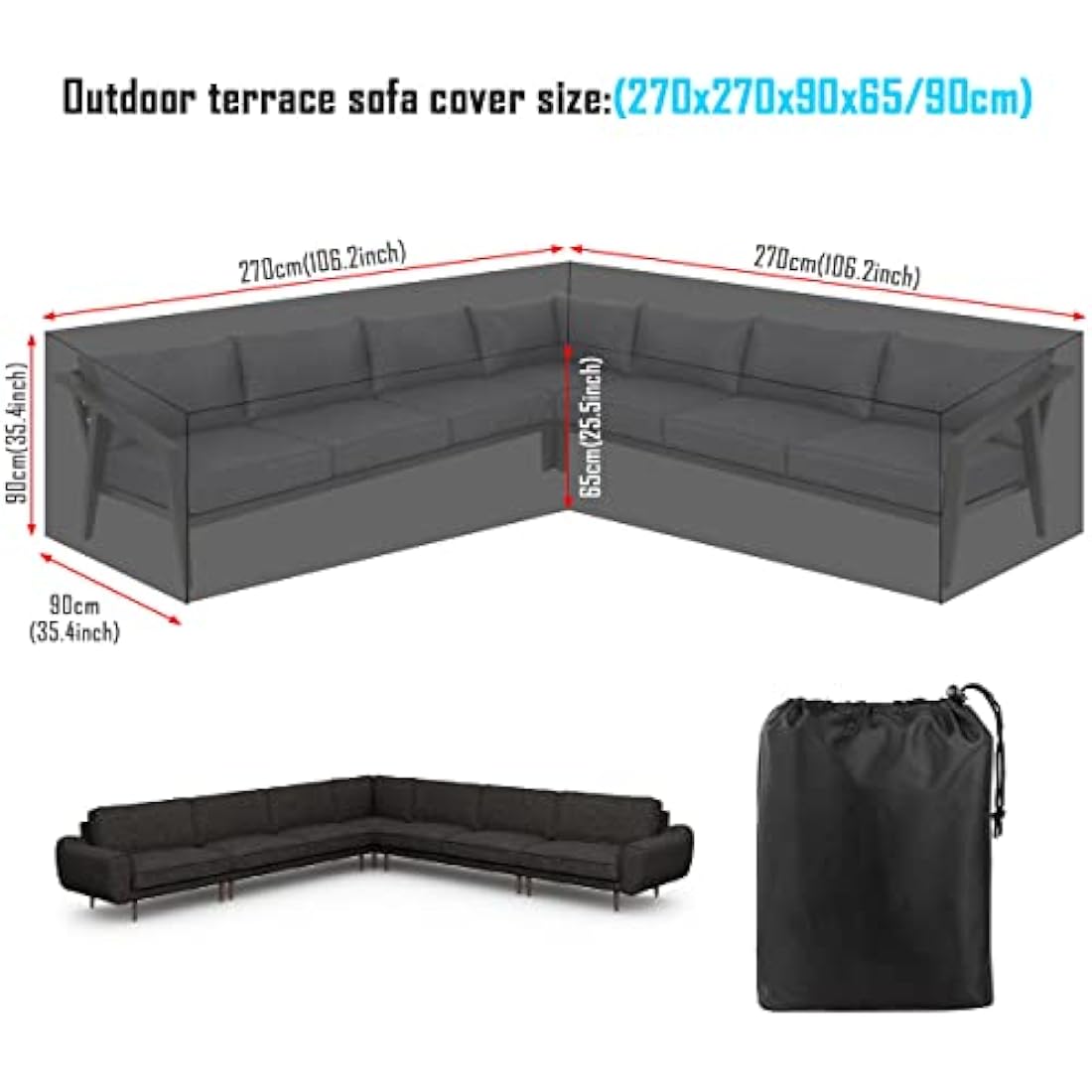SanGlory V-Shape Garden Furniture Cover | Waterproof Oxford Patio Sofa