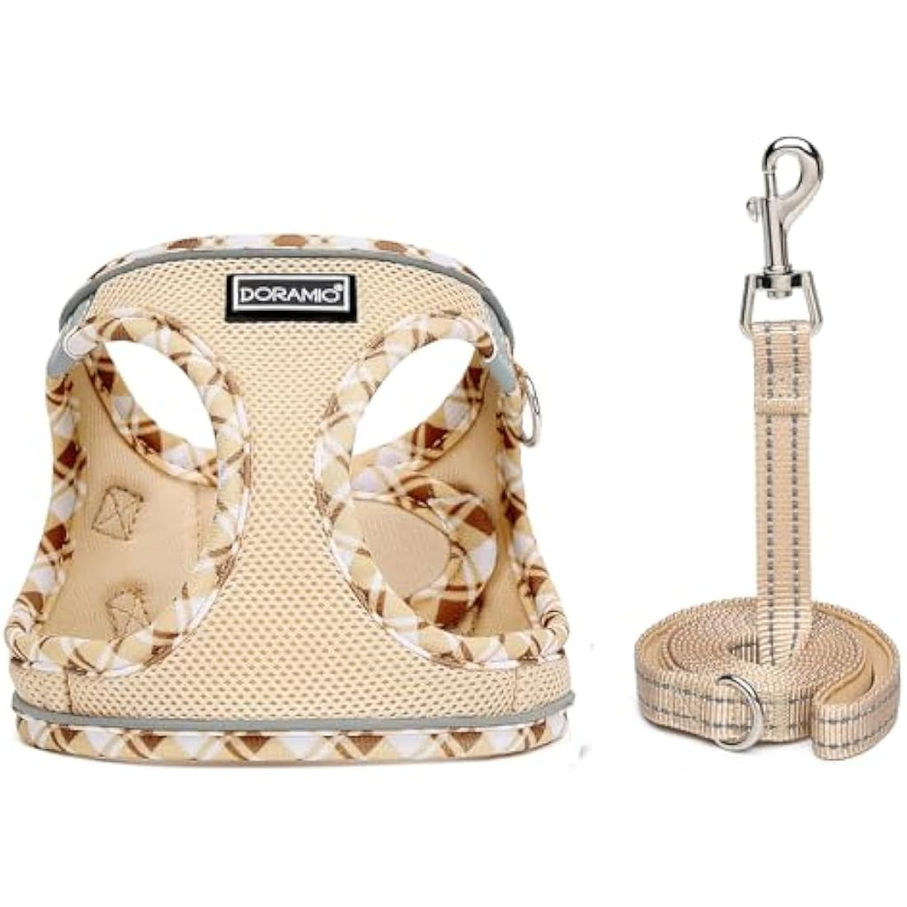 DORAMIO Step-in Dog Harness and Leash Set – Reflective Mesh Vest, XXS