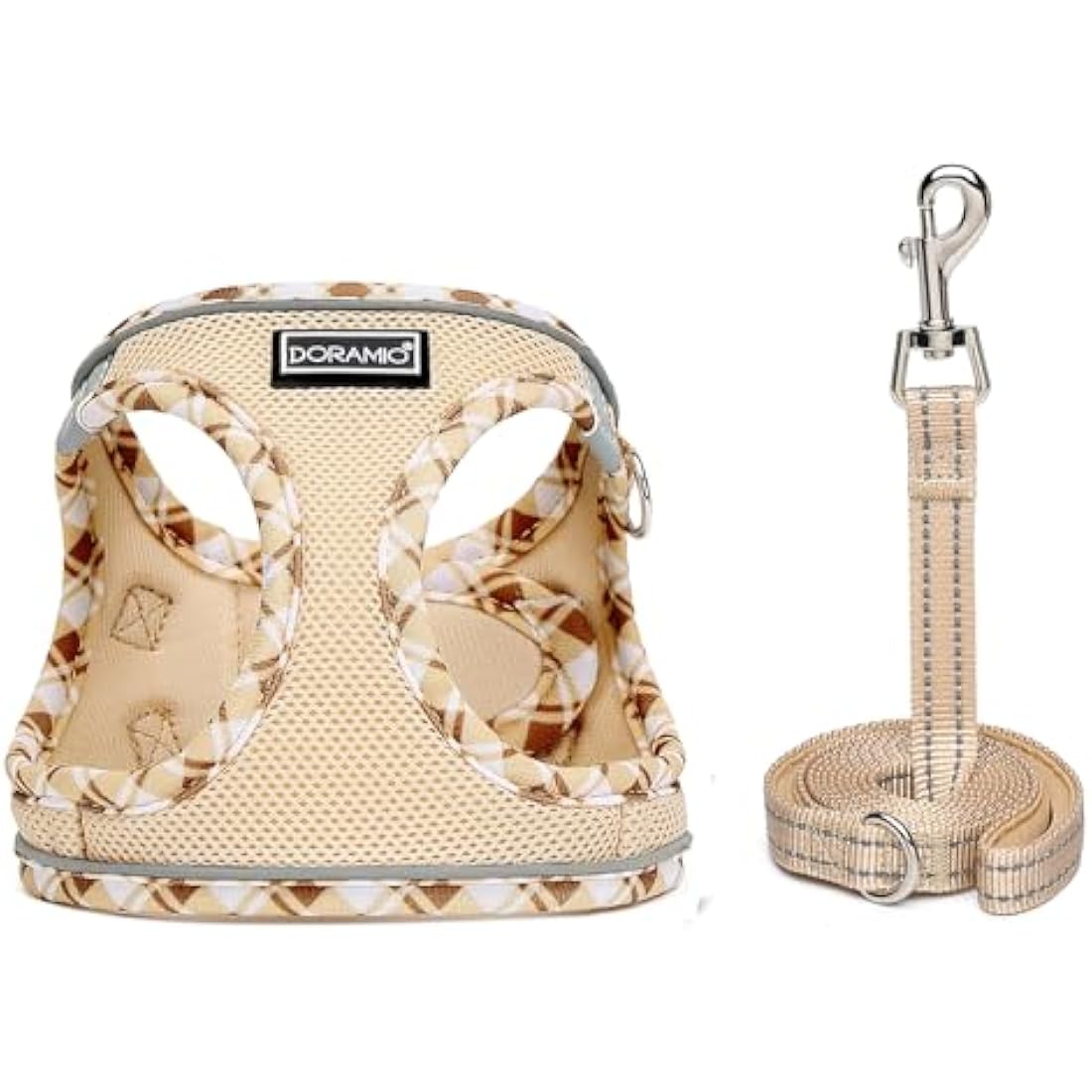 DORAMIO Step-in Dog Harness and Leash Set – Reflective Mesh Vest, XXS