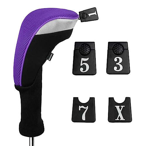 Andux Golf Club Head Covers - 5pc Set for 460cc Driver & Fairway Woods
