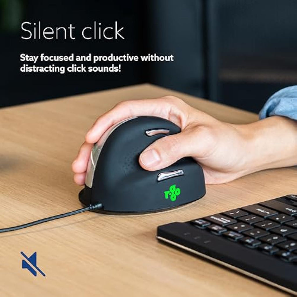 R-Go HE Ergonomic Vertical Mouse | Wired, Right Handed, Medium, Black