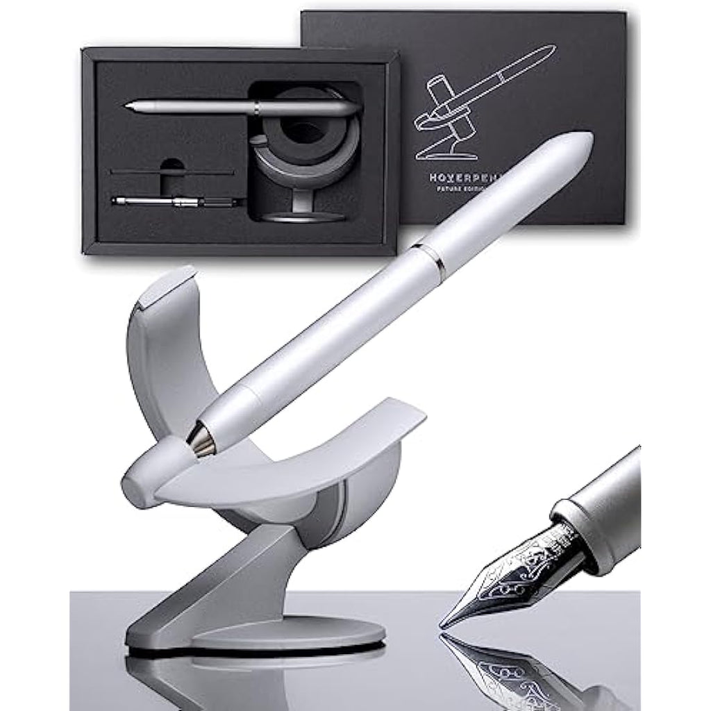 Novium Hoverpen 3.0 Future Edition – Luxury Fine Nib Pen, Frost Silver