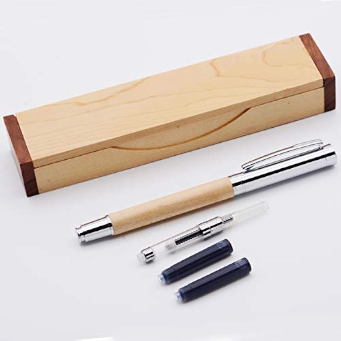 Luxury Maple Wood Fountain Pen – Fine Nib Executive Gift Set