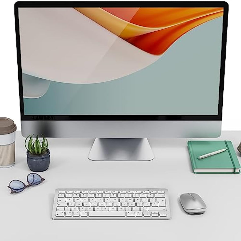 OMOTON Wireless Bluetooth Keyboard and Mouse Set for Mac – Silver UK Layout