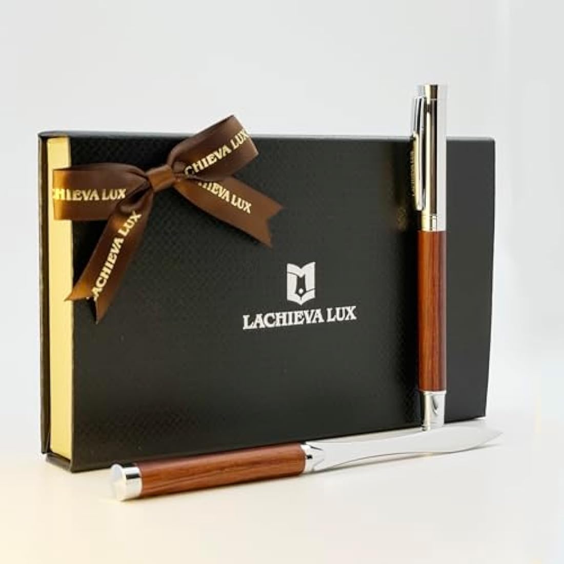 LACHIEVA LUX Rosewood Rollerball Pen and Letter Opener Gift Set | TimberDuo