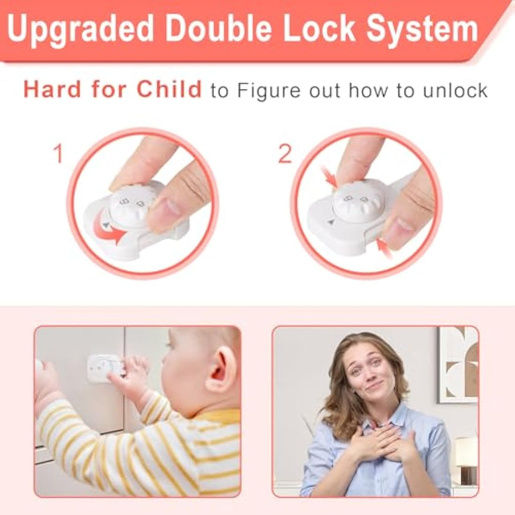REDTRON Baby Safety Cupboard Locks – 6 Pack Adjustable Child Drawer Latches