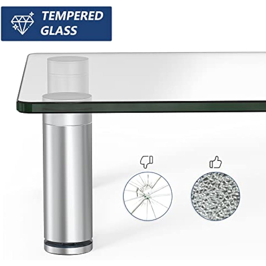 FITUEYES Dual Monitor Stand – Tempered Glass Laptop Riser, 2 Pack