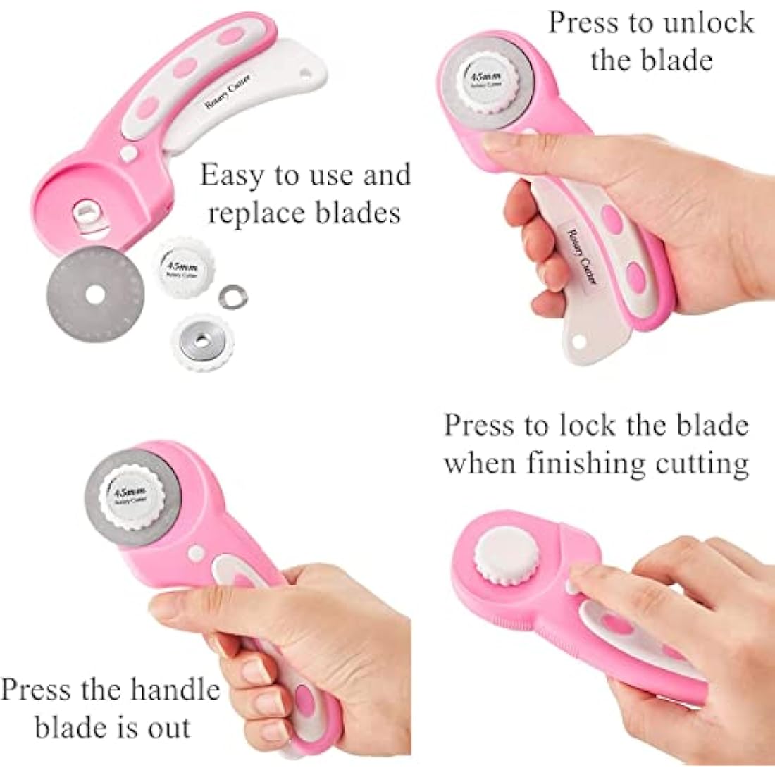 Rotary Cutter Set - Pink Quilting Kit with A2 Cutting Mat