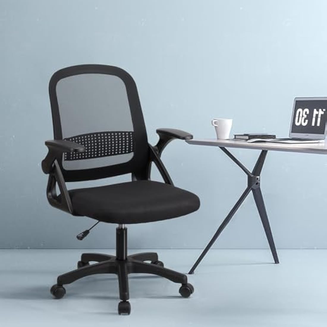 T-THREE Ergonomic Mesh Office Chair - Adjustable Swivel Desk Seat, Black