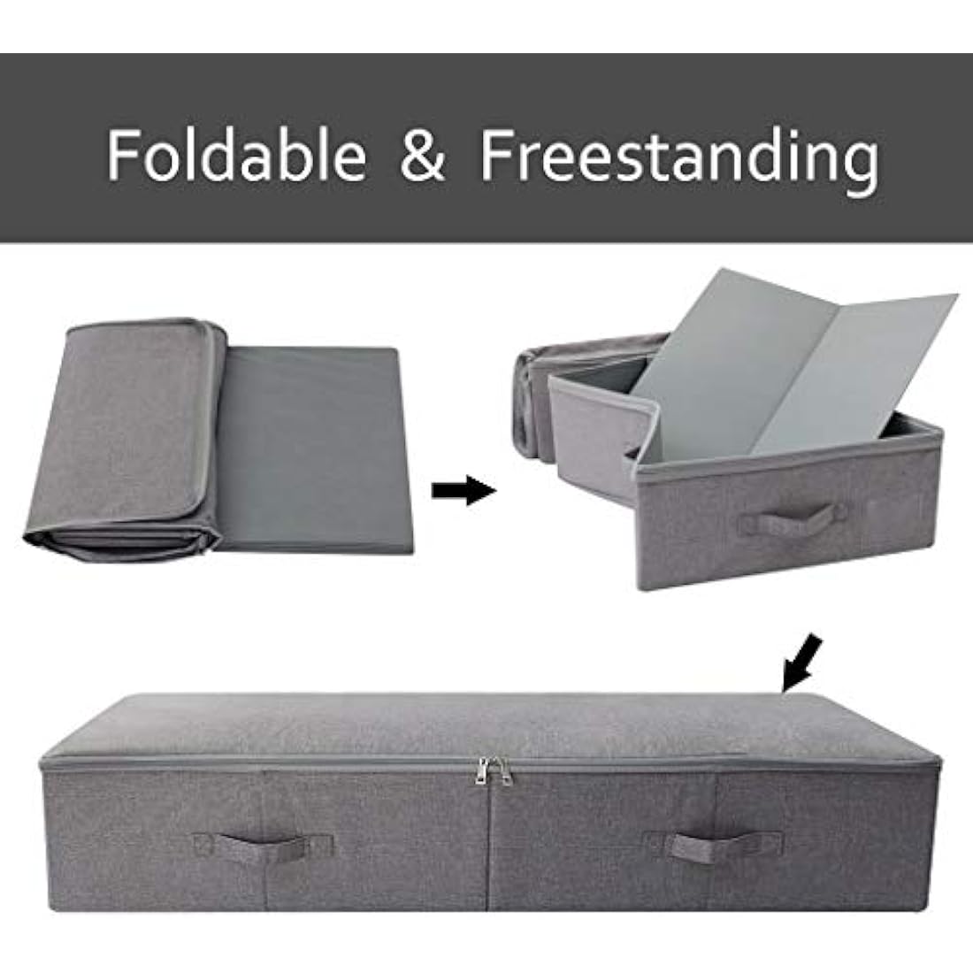 Amonsen Underbed Shoe Storage Organizer with Zip Lid - Dark Gray