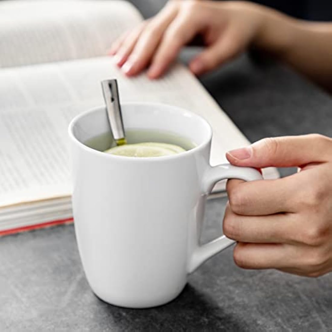 MALACASA Elisa 6-Piece Porcelain Coffee Mug Set | 340ML Ivory White