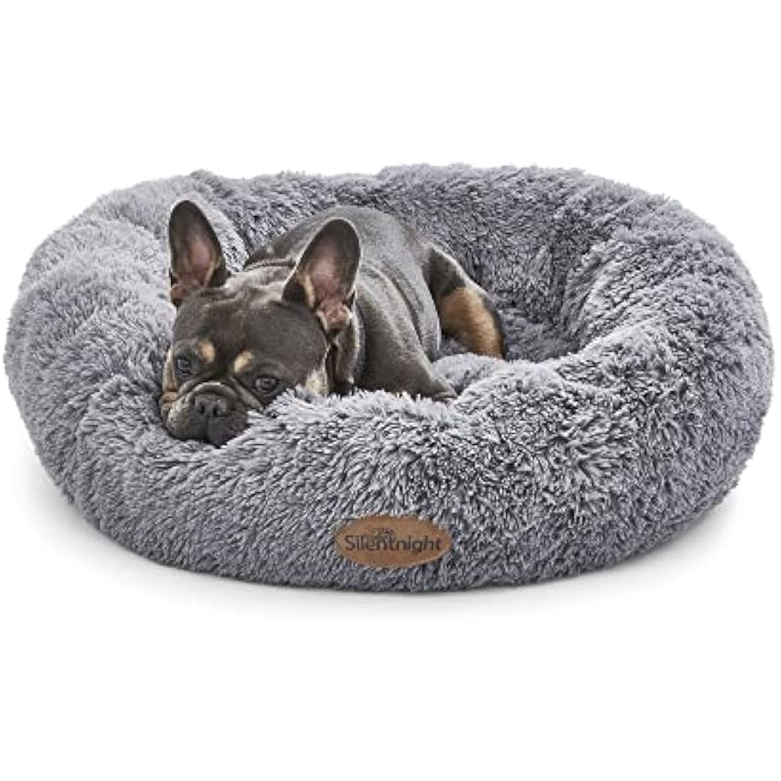 Silentnight Calming Donut Dog Bed – Plush Washable Pet Pillow, Grey, 70cm