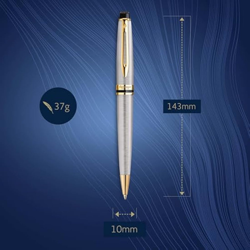 Waterman Expert Ballpoint Pen – Stainless Steel & 23k Gold Trim, Blue Ink