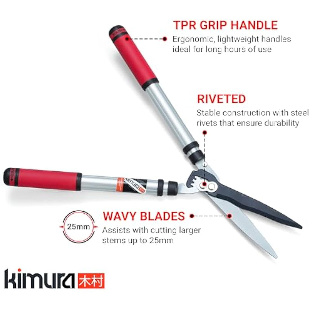 Kimura Pro Telescopic Hedge Shears – Extendable Japanese SK5 Steel