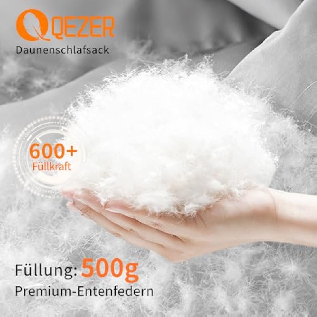 QEZER Down Sleeping Bag | Lightweight 4-Season Rectangular Nylon Bag