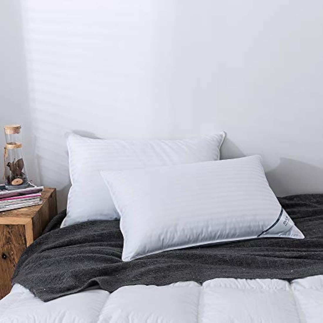 Jolof Store Goose Down Pillows - 2 Pack 100% Cotton Hotel Quality